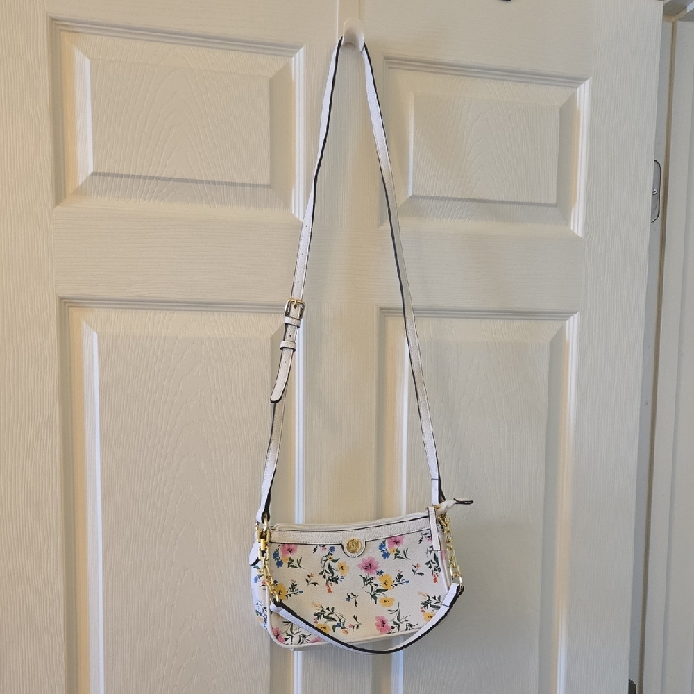 White Floral Shoulder Bag By Liz Claiborne